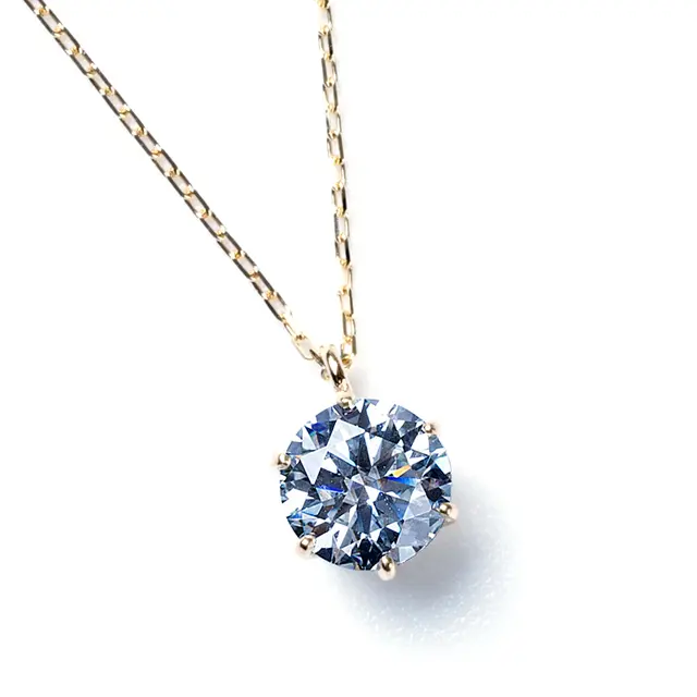 アイスブルーモアサナイト 6本爪ネックレス レディース K10 10金 アイスブルーモアサナイト 6本爪ネックレス レディース K10 10金