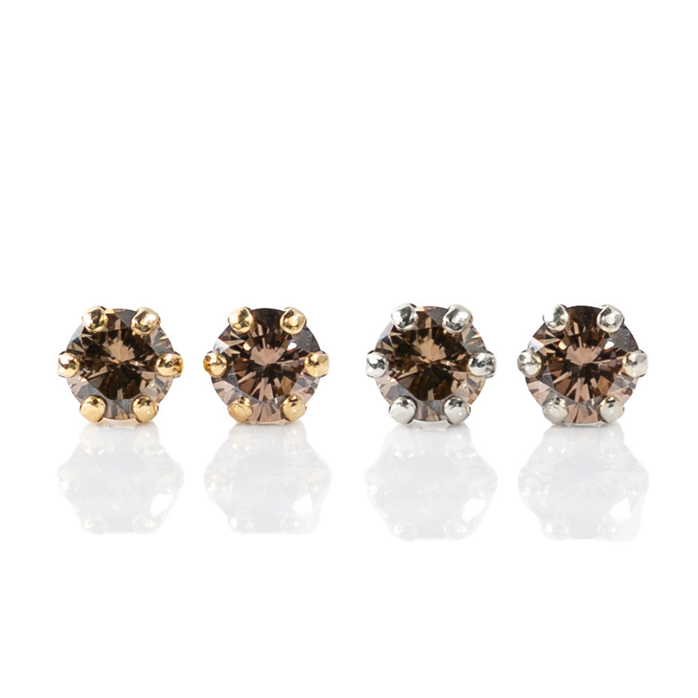 キャラメルダイヤモンドピアス ブラウンダイヤモンド 合計0.1ct レディース K10 10金