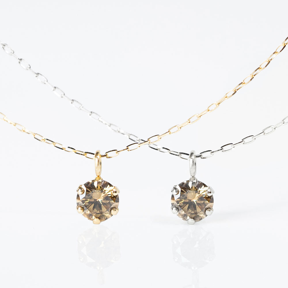 キャラメルダイヤモンドネックレス ブラウンダイヤモンド 0.2ct レディース K10 10金
