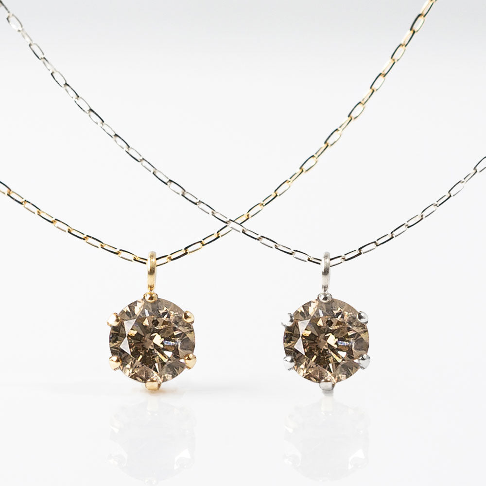 キャラメルダイヤモンドネックレス ブラウンダイヤモンド 1.0ct レディース K10 10金
