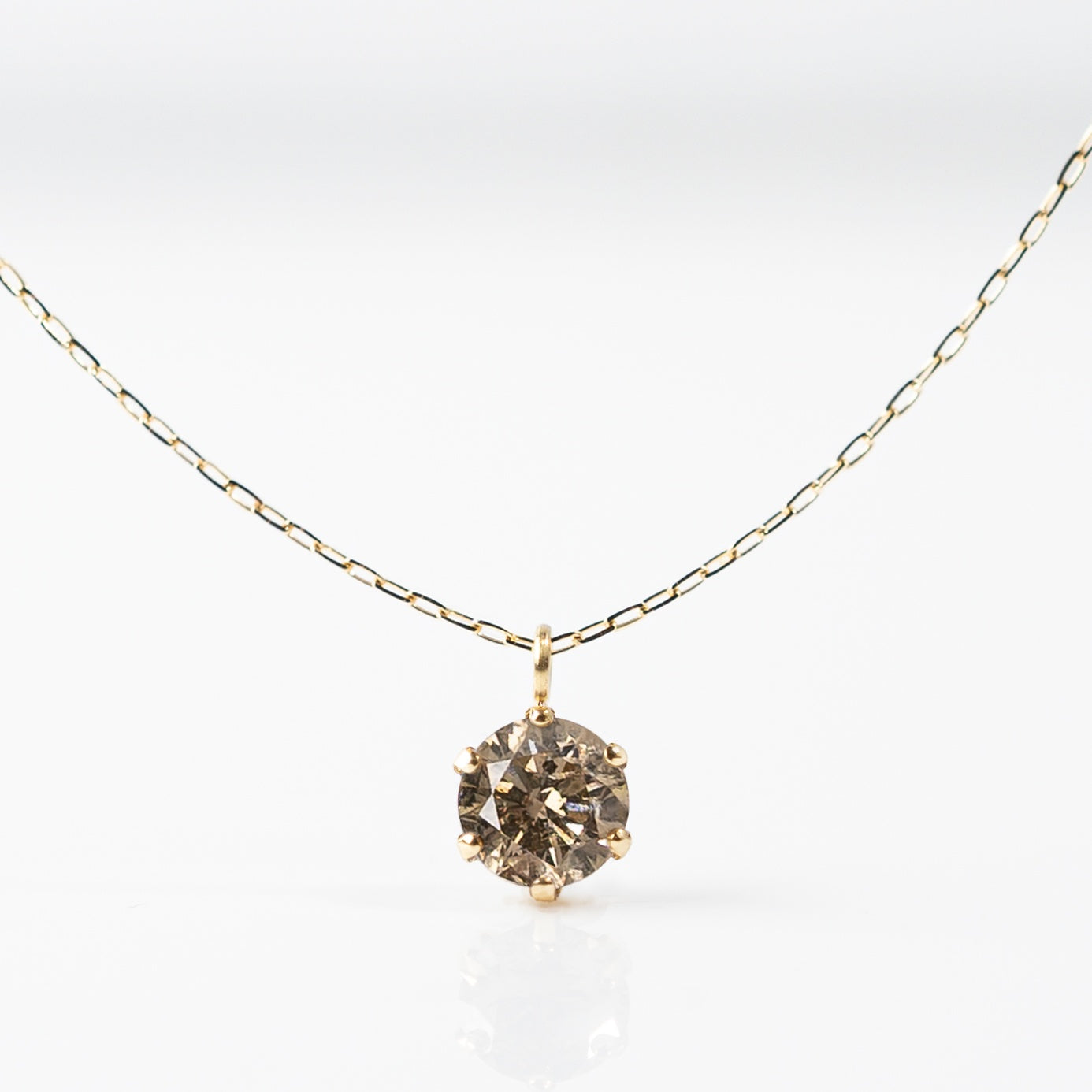 キャラメルダイヤモンドネックレス ブラウンダイヤモンド 1.0ct レディース K10 10金