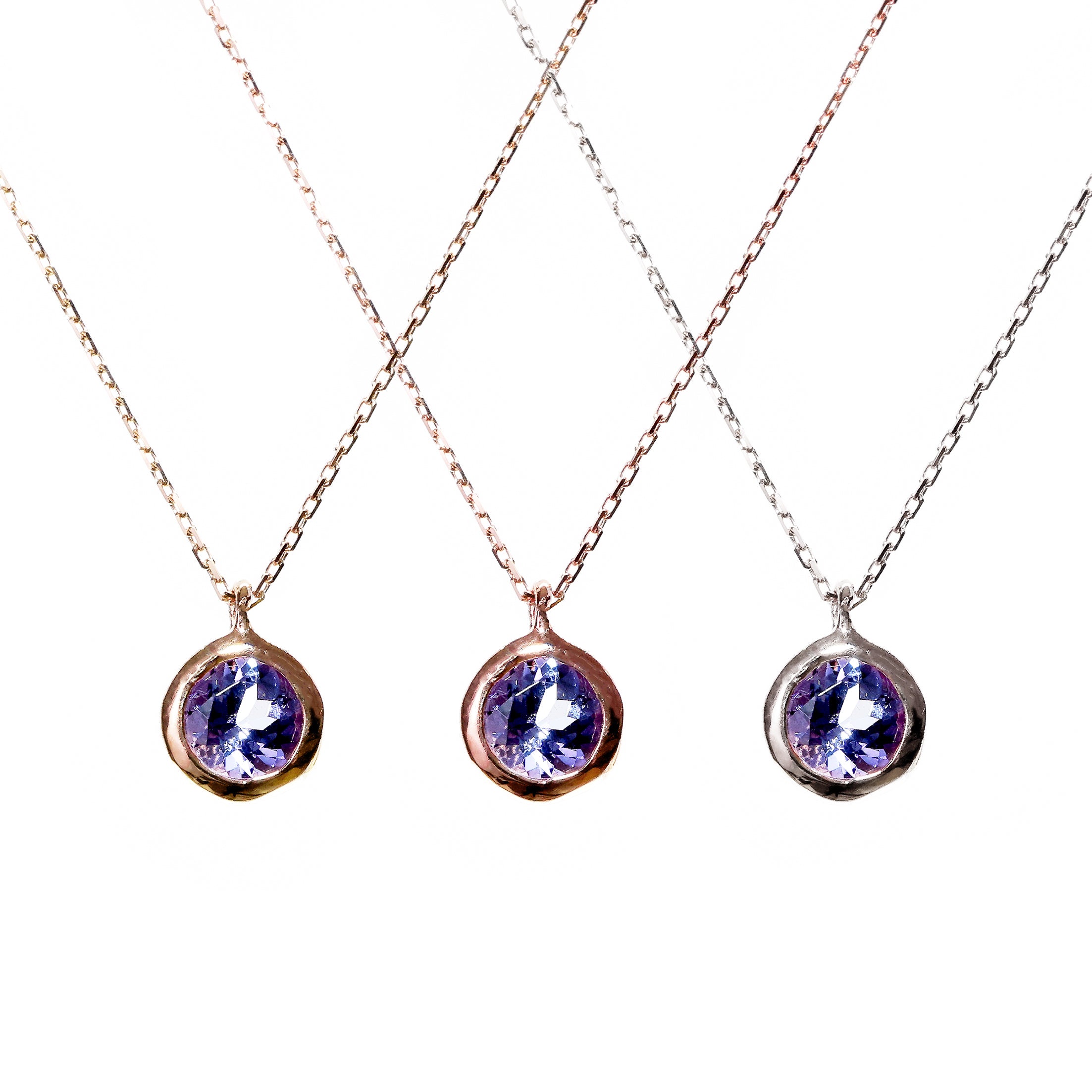 第1弾 タンザナイト 覆輪ネックレス レディース K10 10金