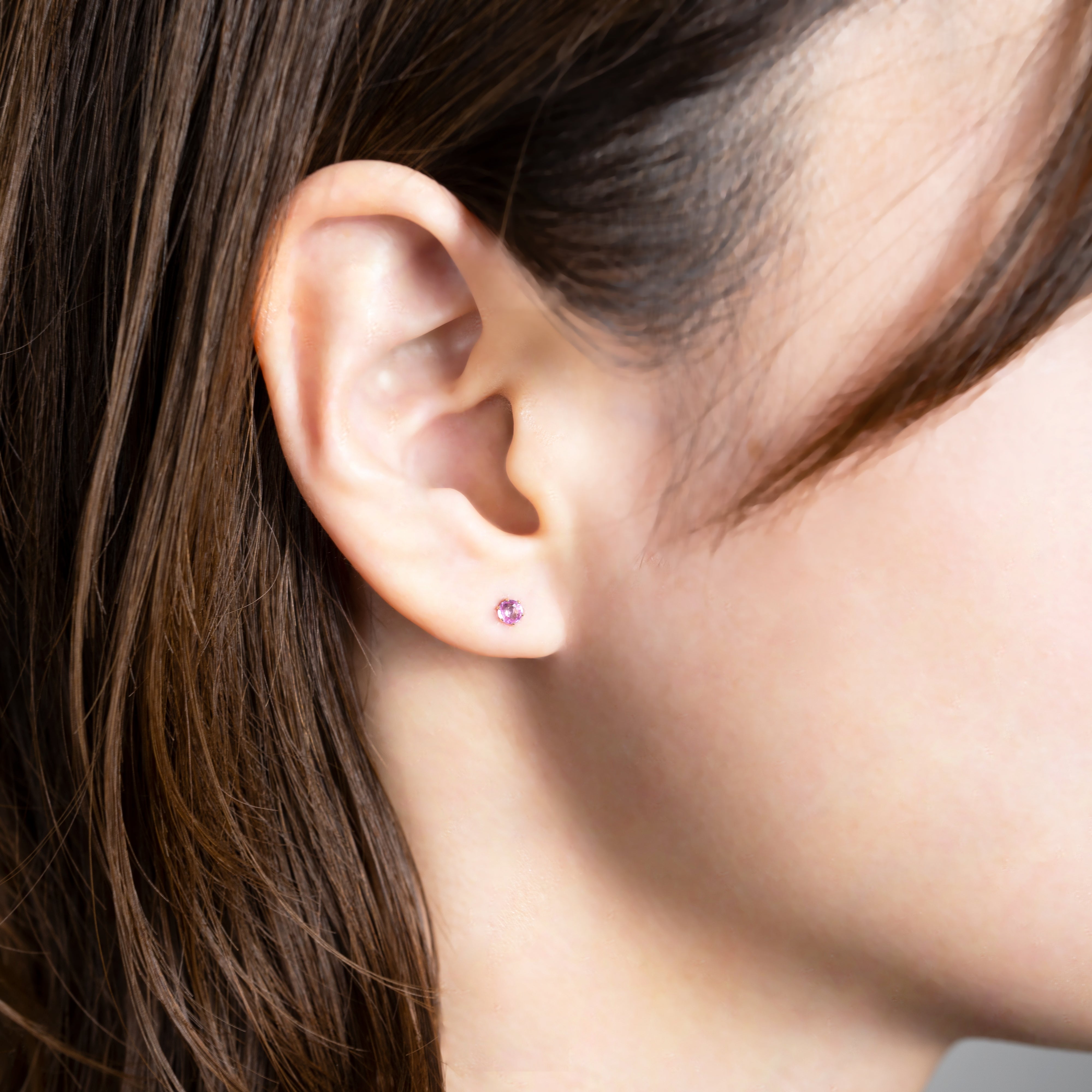 ピンクサファイア 6本爪ピアス レディース K10 10金