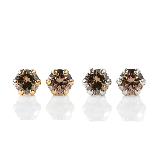 キャラメルダイヤモンドピアス ブラウンダイヤモンド 合計0.2ct レディース K10 10金　品質保証書付【受注生産　ご入金から1ヶ月～2ヶ月で配送】