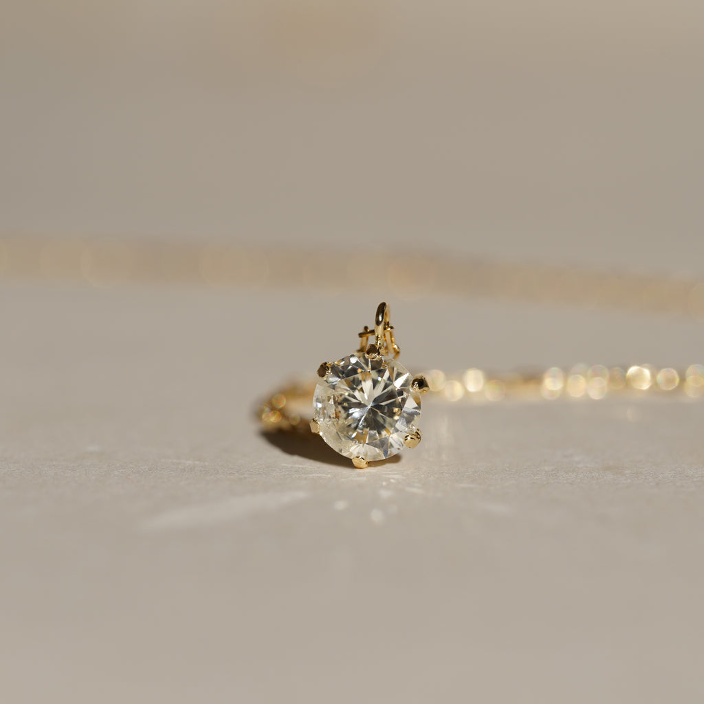 シンデレラストーン ダイヤモンド ネックレス 0.9ct レディース K18YG  