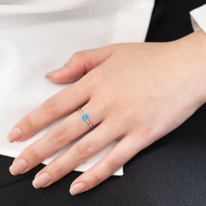 ネオンブルーアパタイト 6本爪リング　指輪 レディース K10 10金　品質保証書付【受注生産　ご入金から1ヶ月～2ヶ月で配送】