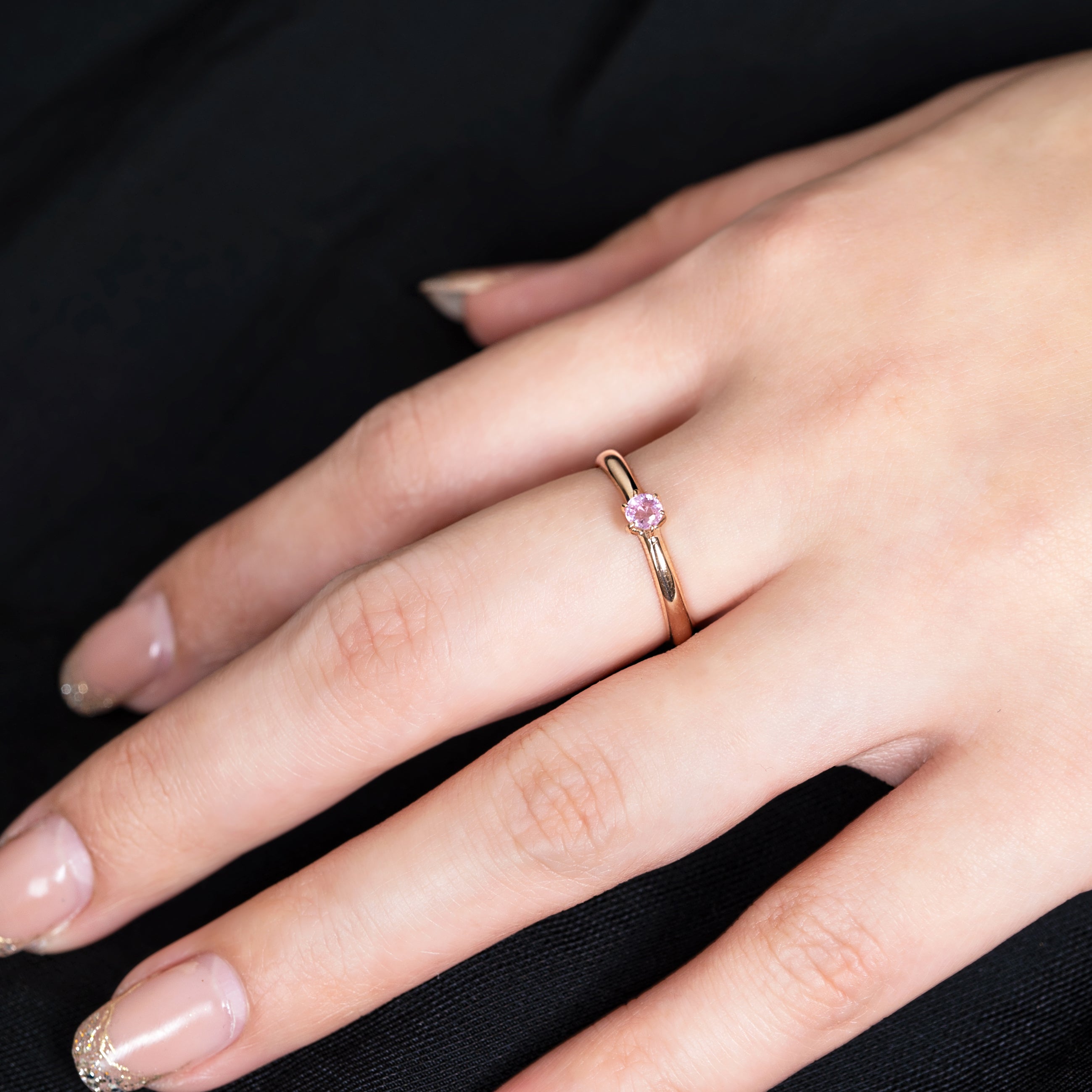 ピンクサファイア 6本爪リング 指輪 レディース K10 10金 品質保証書付